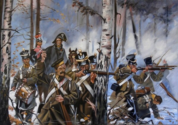 Wojciech Kossak - Olszynka Grochowska. Czwartacy (fragment spod Grochowa)