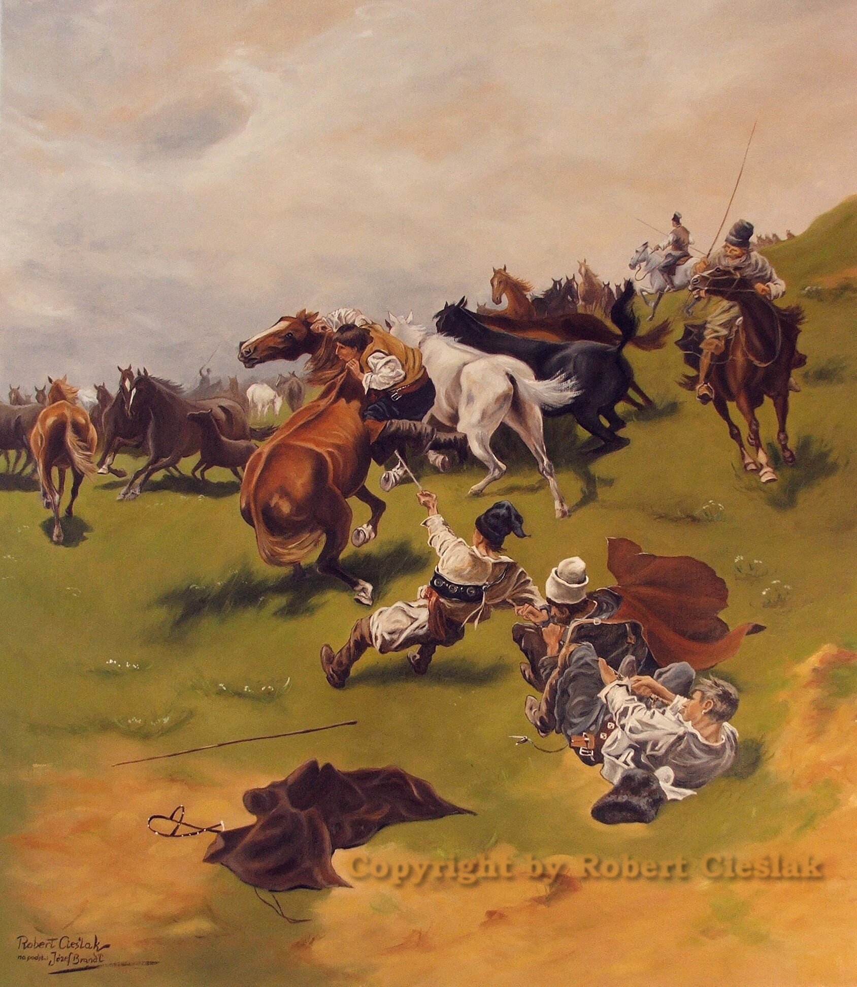 Józef Brandt - Chwytanie konia na arkan