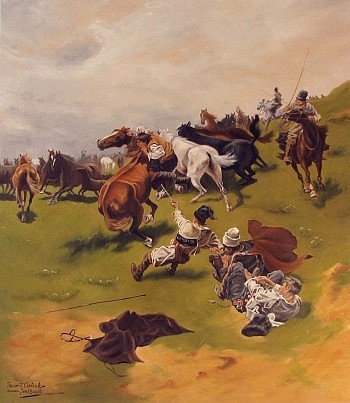 Józef Brandt - Chwytanie konia na arkan
