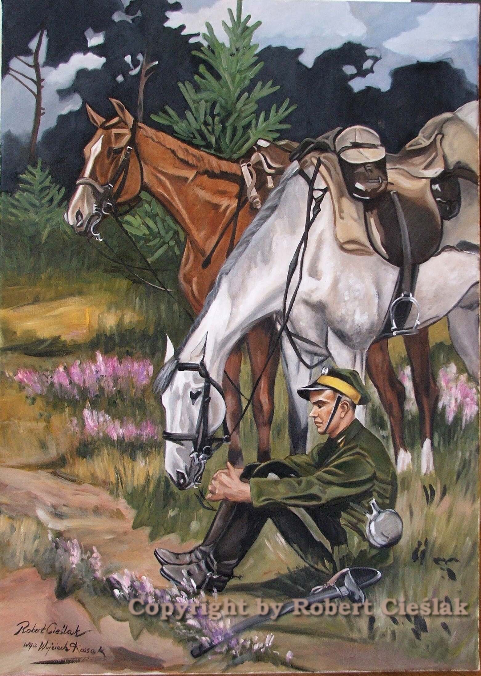 Wojciech Kossak - Odpoczynek ułana