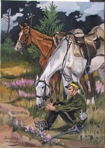 Wojciech Kossak - Odpoczynek ułana