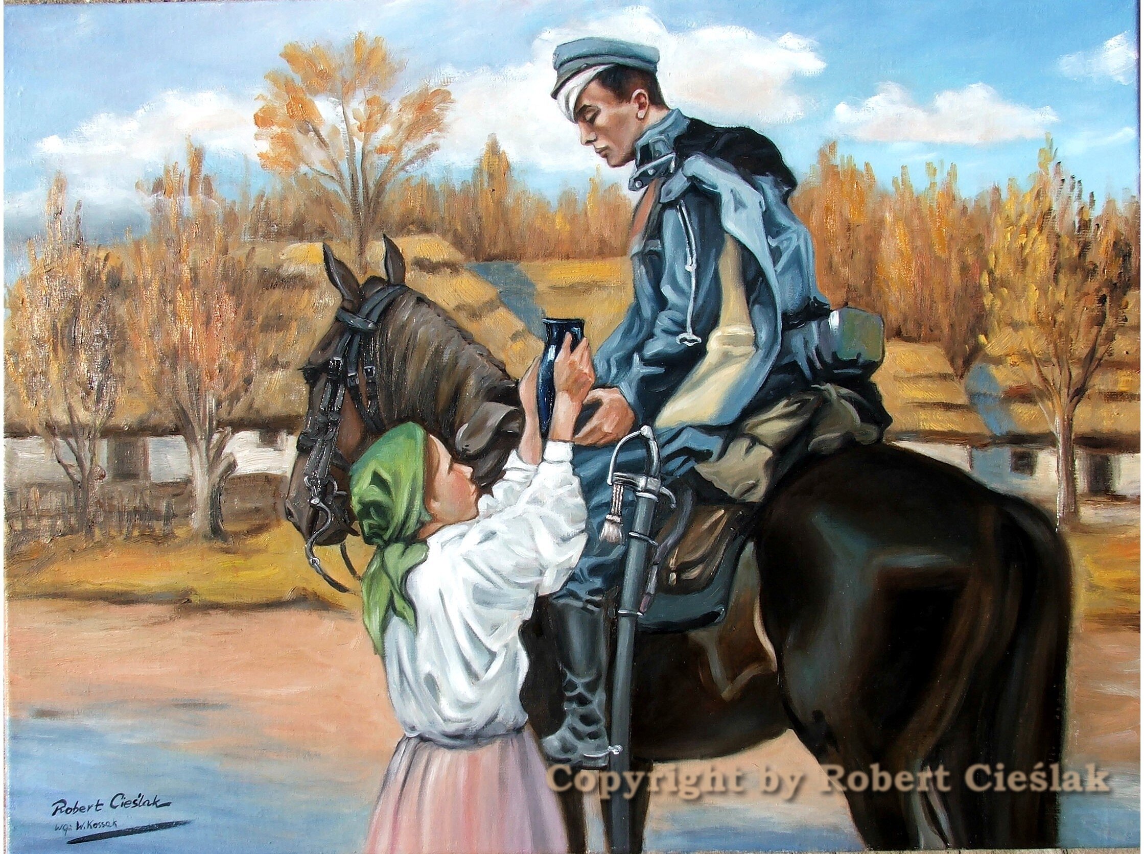 Wojciech Kossak - Ułan i dziewczyna