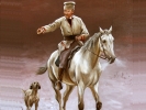 Zygmunt Ajdukiewicz - Jeździec na koniu z psem w zimie