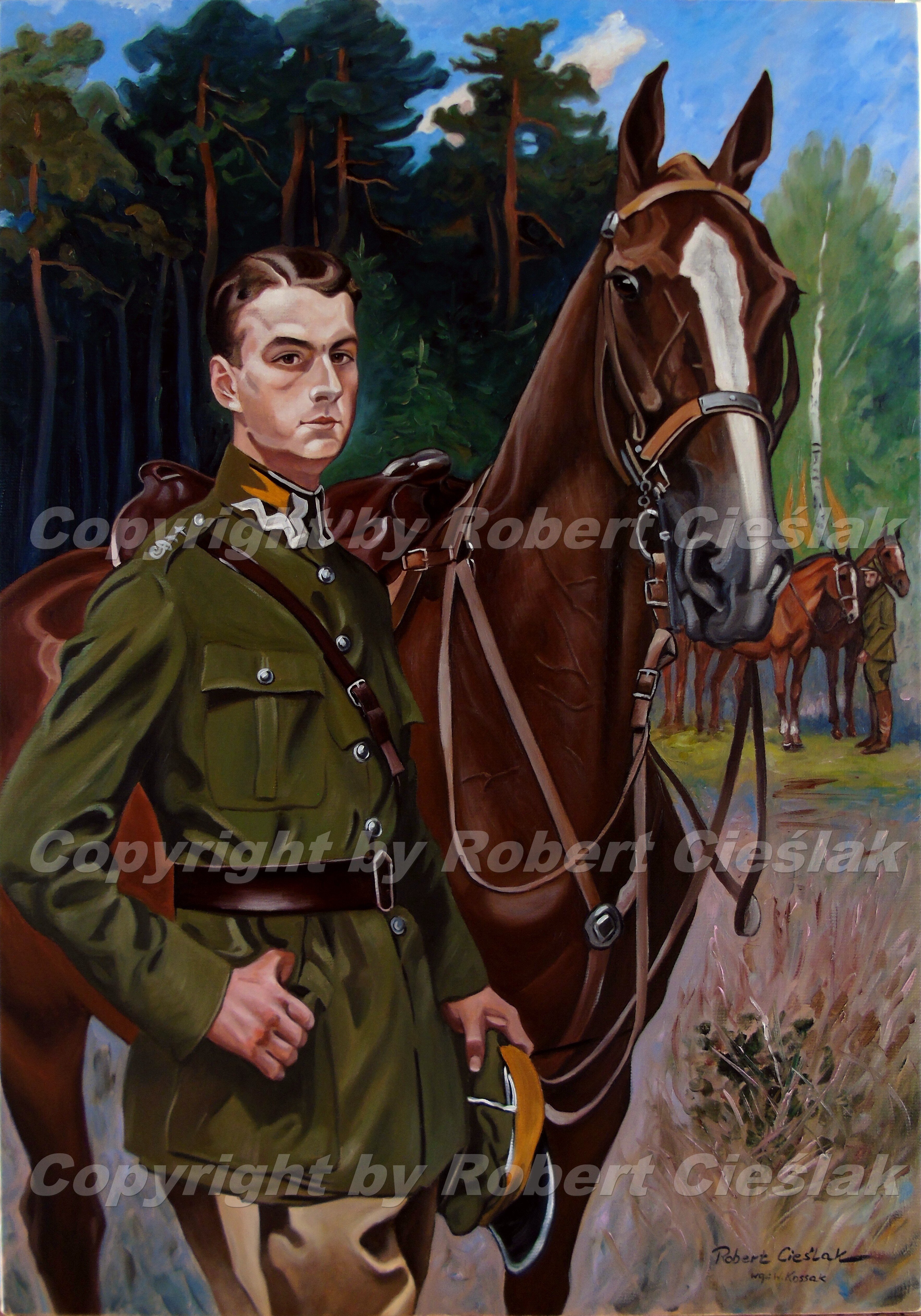 Wojciech Kossak - Portret ppr. Stefana Zamoyskiego z koniem